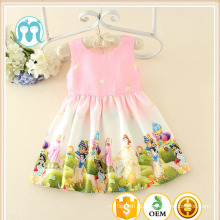 Hot sale Vietnã Rosa Boutique roupas de menina vestido de festa do bebê crianças crianças projetos vestidos de princesa dos desenhos animados encantadores